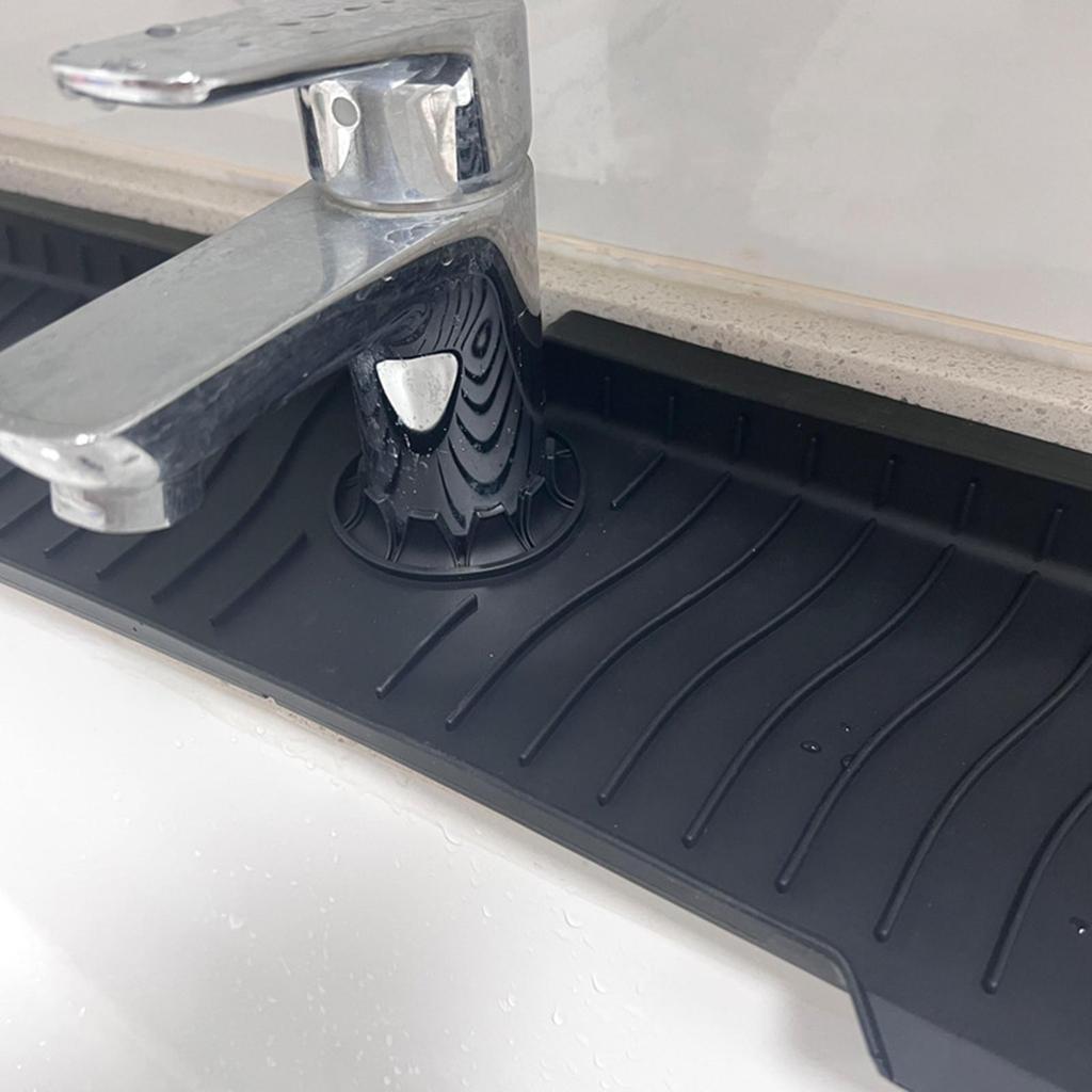 Kitchen Sink Splash Guard, Faucet Handle Drip Catcher Mat, Draining Mat behind Faucet, Water