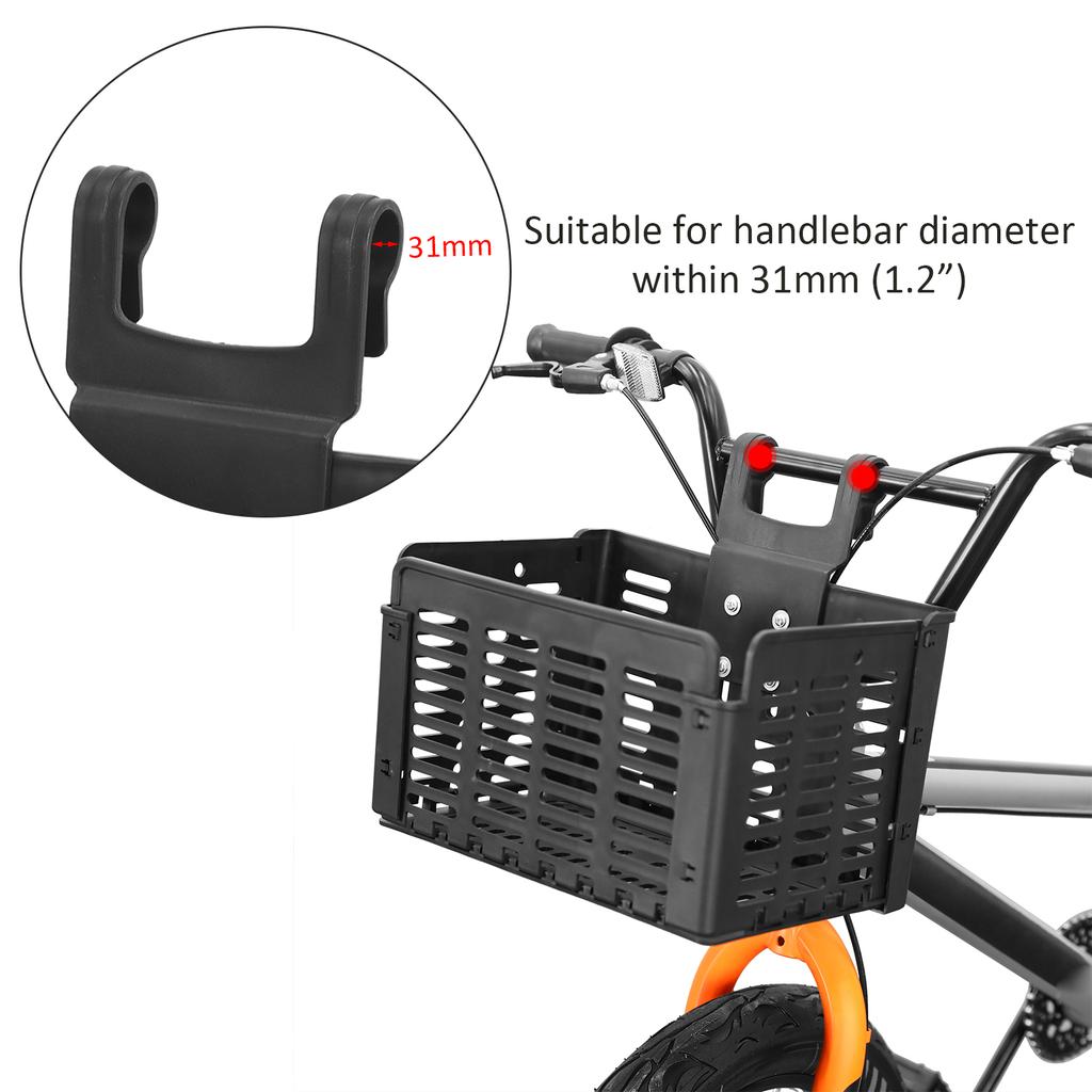 Folding Bike Basket Detachable Plastic Bike Handlebar Front Basket Bicycle Rear Rack Hanging Basket Cycle Cargo Carrier