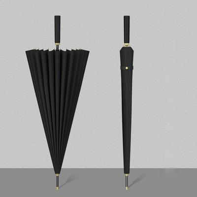 Erkekler uzun saplı kalınlaştırılmış rüzgar geçirmez takviyeli otomatik iş ofis şemsiyesi