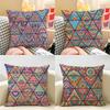 StainedGlass Inspired Bohemian Cushion Cover Natural Linen Organic Fabric DoubleSided Printing Room Sofa Decor Pillow Case