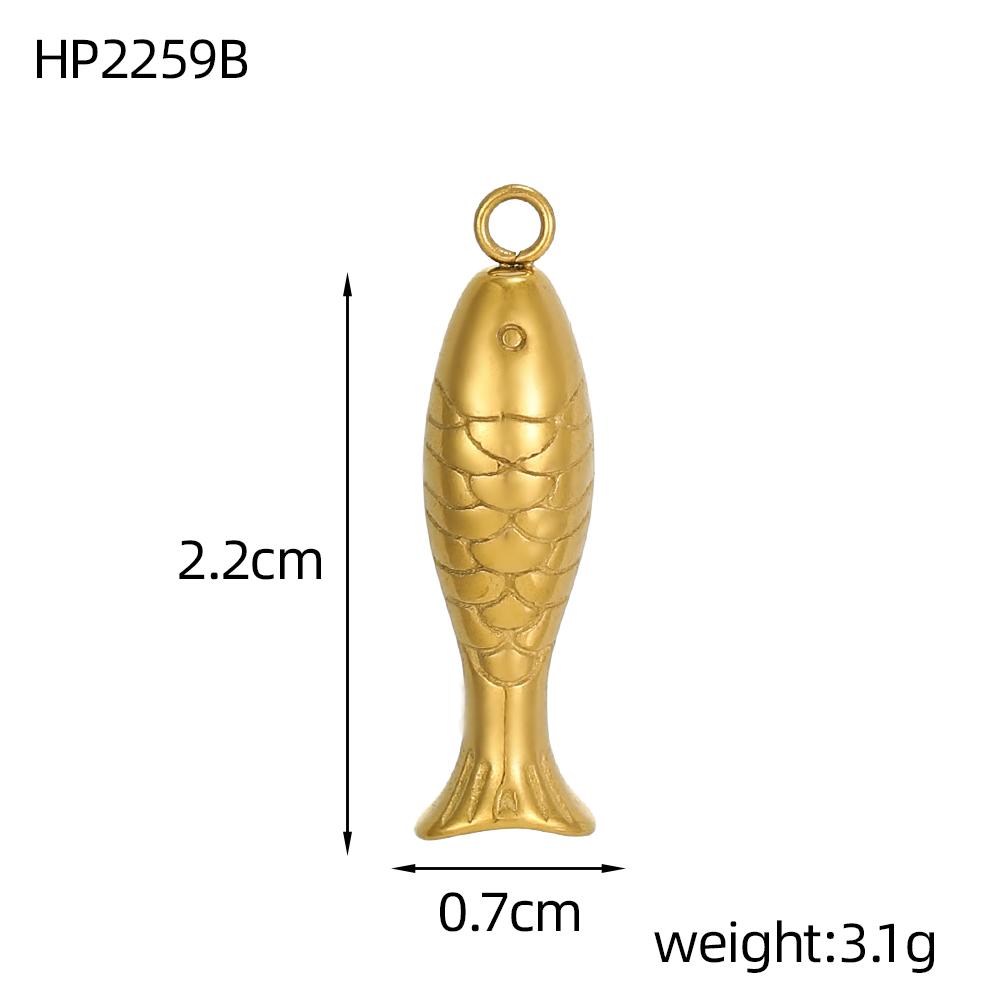CARLIDANA Fashion Gold Plated Stainless Steel Fish Charms Pendants for Necklace Bracelet Earrings DIY Accessories Women