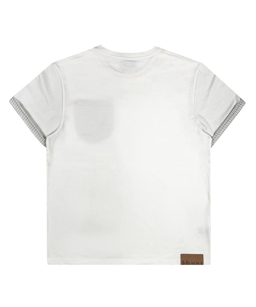 Hyui Check Rollup Tee White