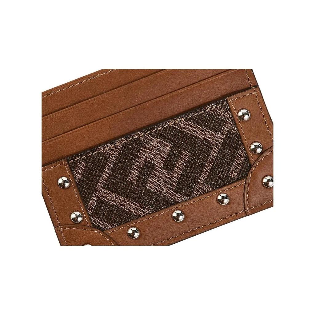 FENDI FF Monogram Canvas Card Holder Unisex Couple's Style Brown