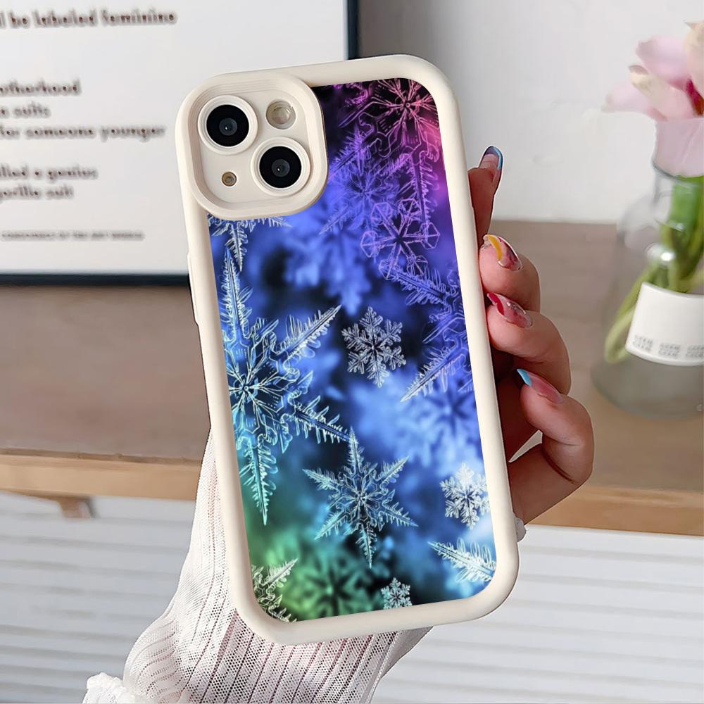 Winter Snowflake Mobile Cell Phone Case for iPhone 17 16 15 14 13 12 11 Air Pro Max Plus Thicken TPU Colorful Cover Luxury Cover
