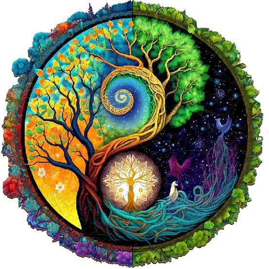 KAAYEE Деревянные пазлы-Деревянный пазл для взрослых Уникальная форма Продвинутый Деревянный пазл Инь-Ян для взрослых, Сложный пазл уникальной формы Small