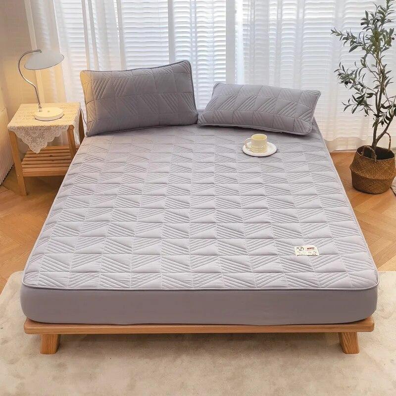 Quilted Waterproof Cotton Mattress Cover Thicken Mattress Protector Fitted Sheet with Elastic Double King Queen Size Bed Cover