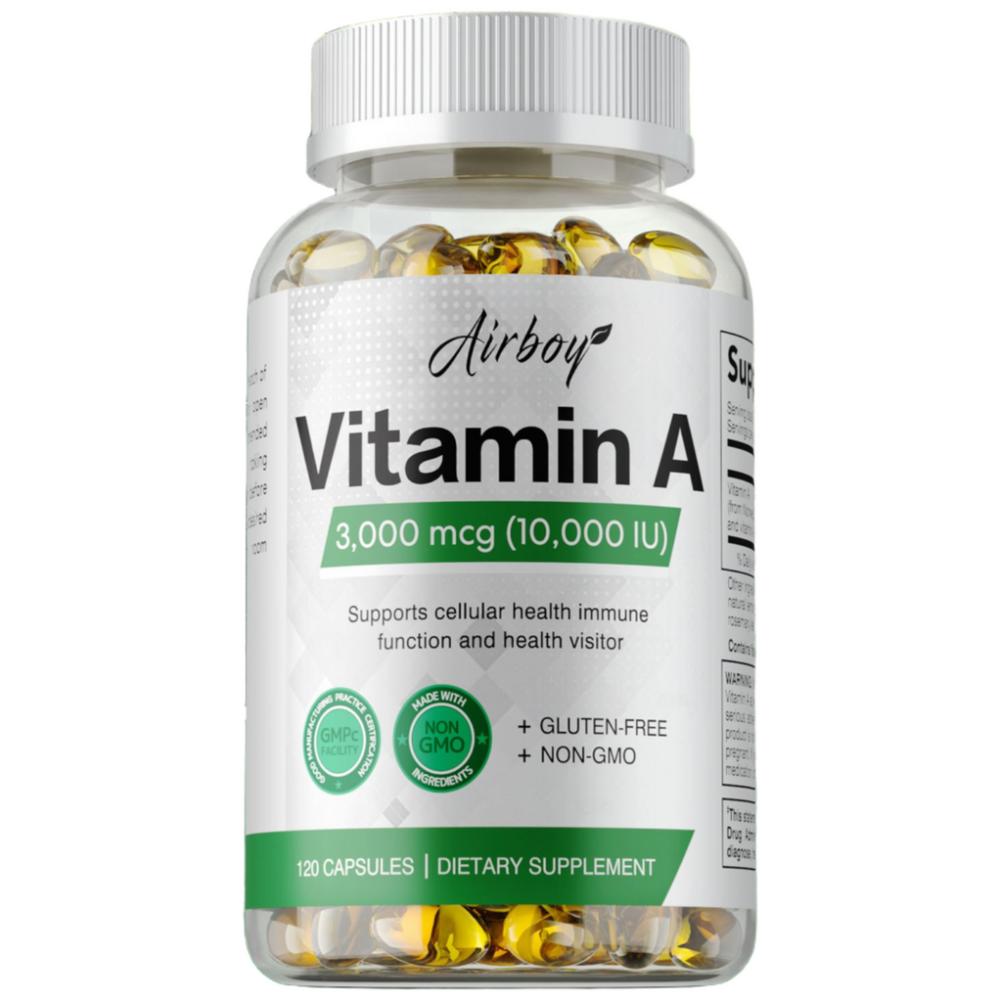 Vitamin A Capsules 3000mg - Vegan Dietary Supplement, High Absorption Rate - Gluten-Free, Non-GMO, 1 pcs, 60 Tablets