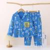 New Pure Cotton Children's Cardigan Pajama Set - Short Sleeve, Loose Fit for Boys & Girls