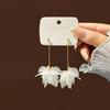 Fashion Trend White Acrylic Flower Drop Earrings Female Alloy Tassel Chain Pendant Earrings Korean Wedding Earrings