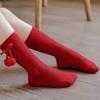 1 Pair Baby Socks Two Balls Knitted Autumn Winter Elastic Opening Middle Tube Toddler Girls Socks for Home