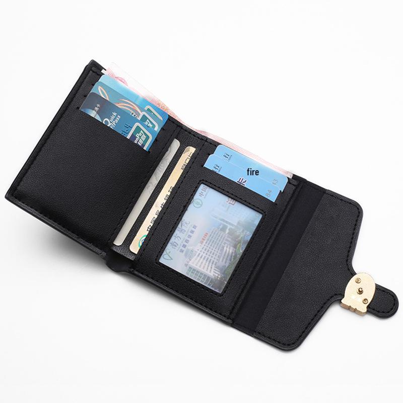 2024 Women's Short Color Block Foldable Wallet - Versatile, Fashionable, Compact Coin Purse with Snap Closure.