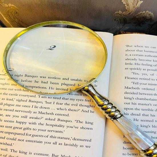 Magnifying Glass with Solid Brass with Mother of Pearl Wedding Anniversary Christmas Birthday Gift