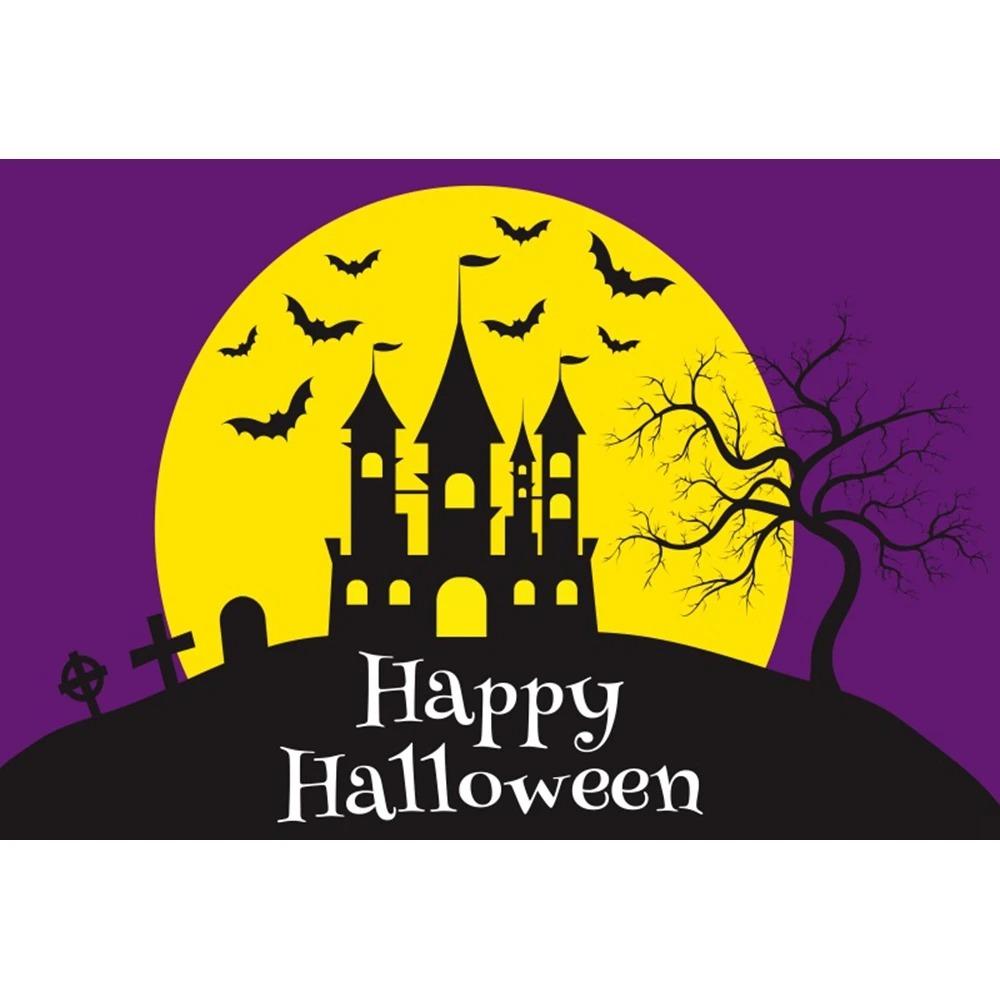 Halloween Photography Background Cloth Ghost Moon Pumpkin Lantern Horror Party Children's Birthday Decoration Hanging Cloth