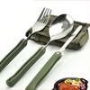 3pcs Long cookware backpack Spork fork stainless steel fold knife utensil spoon set combo Picnic camp cutlery tableware flatware