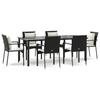 Vidaxl 7-Cz. Garden Furniture Set With Cushions, Black, Poly Rattan