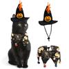 1Pc Halloween Pet Hat Scarf Cat Dog Witch Hat Collar Skull Spider Pumpkin Print Spooky Cosplay Costume Adjustable Bell Accessory