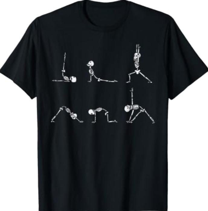 Yoga Skeletons Asana Namaste Funny Meditation Halloween Yogi T-Shirt