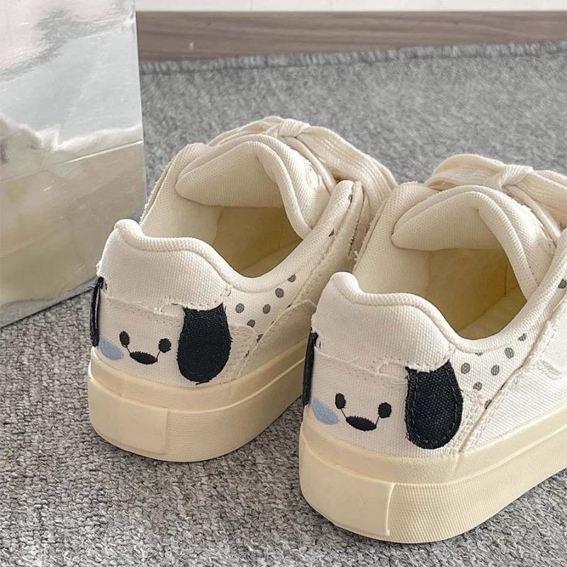 Fashion Spring Summer Thick Soled White Shoes Women's New Casual Board Shoes Cute Little Dog Simple Comfortable Bread Shoes