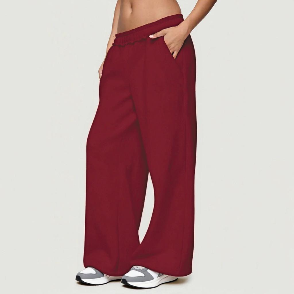 

Track Pants Women Sweatpants Fall Winter Fleece Lined Warm Wide Leg Sweatpants XXL винний