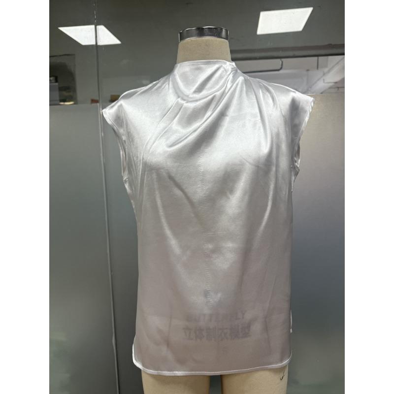 Elegant Summer Fashion Sleeveless Loose Women Blouses Loose Base Casual Shirts for Women Tops Solid Stand Collar Slim Simple Office Ladies Shirt 3437