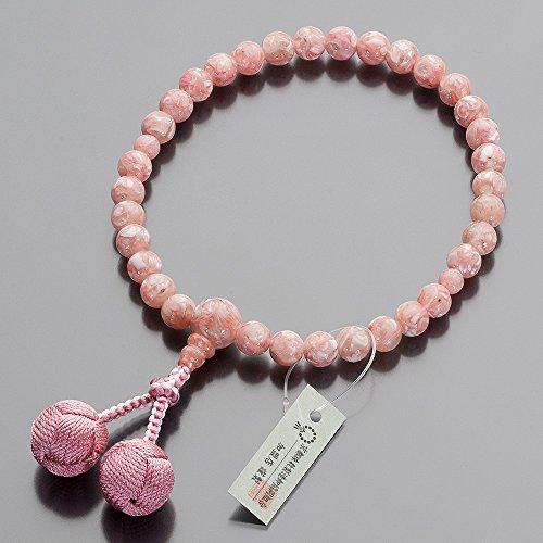 [Takita Buddhist Altar Shop] Women's Buddhist Prayer Beads, Pink Shell, 8mm Beads, Silk Odamaki Bonten Tassel, Prayer Beads Bag Included, Suitable for