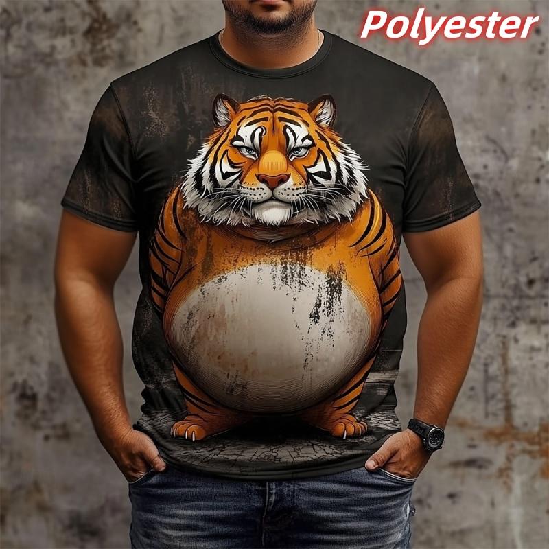 Tiger Bird Mouse Pattern T Shirt For Men Funny Animal 3D Printed Short Sleeve Tees Summer Street Loose Tops Round Neck T-Shirts