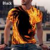 Burning Flame 3D tištěné pánské tričko s krátkým rukávem pro volný čas Módní léto Pánská trička větší velikosti