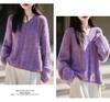 2026 V-neck Brushed Yarn Cashmere Women's Sweater Coat with Fur Trim