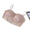 11111 Pure Desire Satin Tube Top Underwear Women's Small Chest Without Steel Ring Soft Support U-shaped Beautiful Back Comfortable Lace Bra Cover