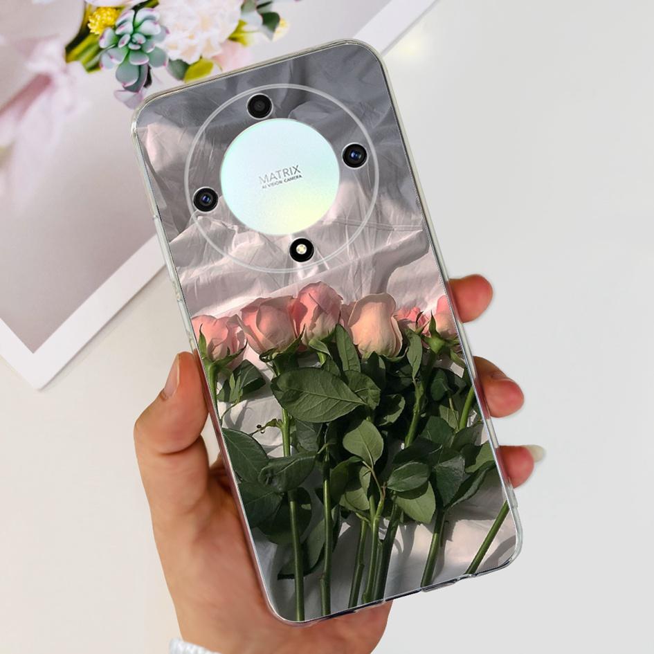 For Honor X9b 5G Case ALI-NX1 Popular Flower Soft Clear Silicon TPU Cover For Honor X9a RMO-NX1 HonorX9 ANY-NX1 Shockproof Funda