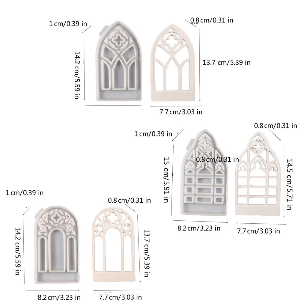5x Candelabros de Casa Gótica Moldes de Fundición Forma de Casa Portavelas Moldes de Silicona DIY para Mesa Decoraciones del Hogar