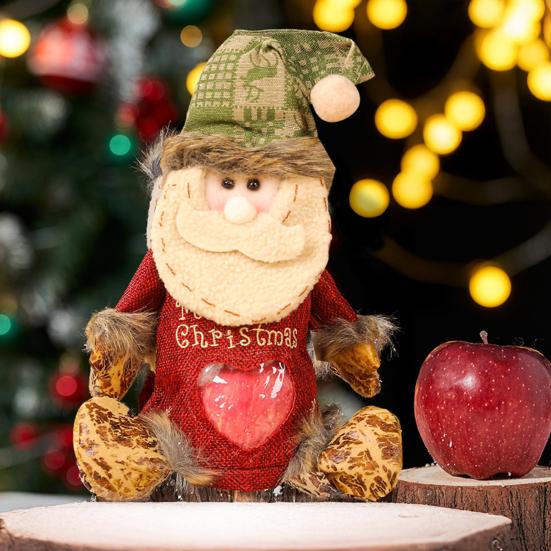 Christmas Gift Bags 3D Snowman Santa Elk Doll Reusable Xmas Burlap Sacks with Handle for Christmas Party Favors Holiday Presents Wrapping