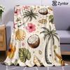 Vintage Palm Coconut Hibiscus Lightweight Microfiber Soft Christmas Fleece Blanket Warm Cozy Throw for Sofa Travel All Season