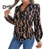 Dámská košile se zapínáním na knoflíky Ležérní Dlouhý rukáv Klopa Top Volný Potištěný streetwear Oblečení na pracovní párty Dovolená Cestování