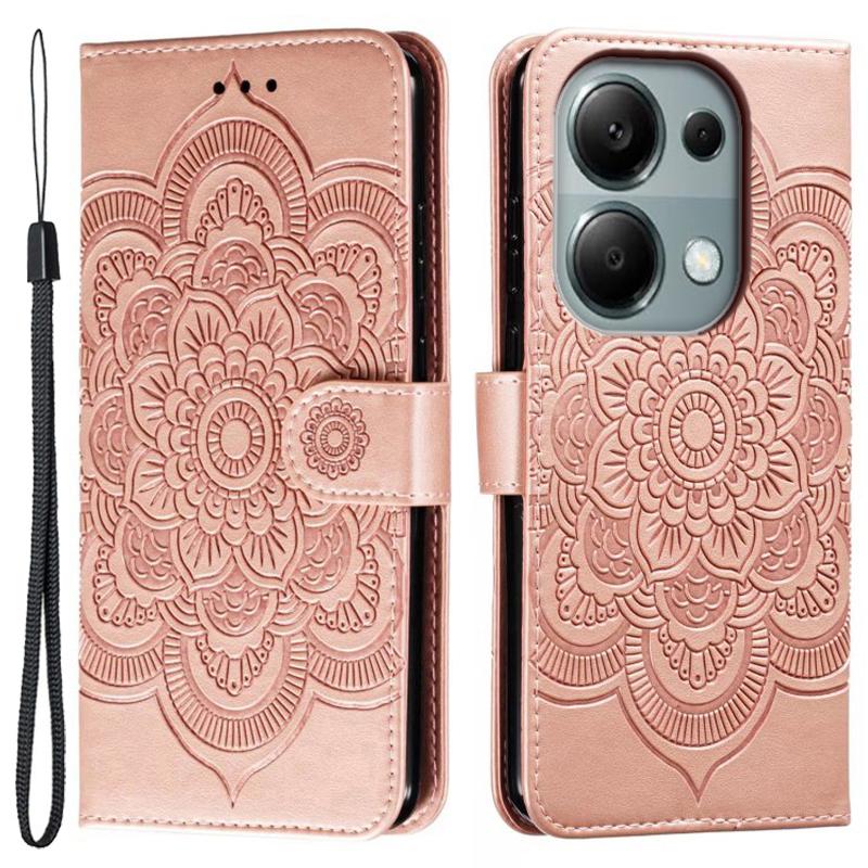 For Xiaomi Poco M6 Pro 4G/Redmi Note 13 Pro 4G Case PU Leather Mandala Imprinted Design Wallet Phone Cover