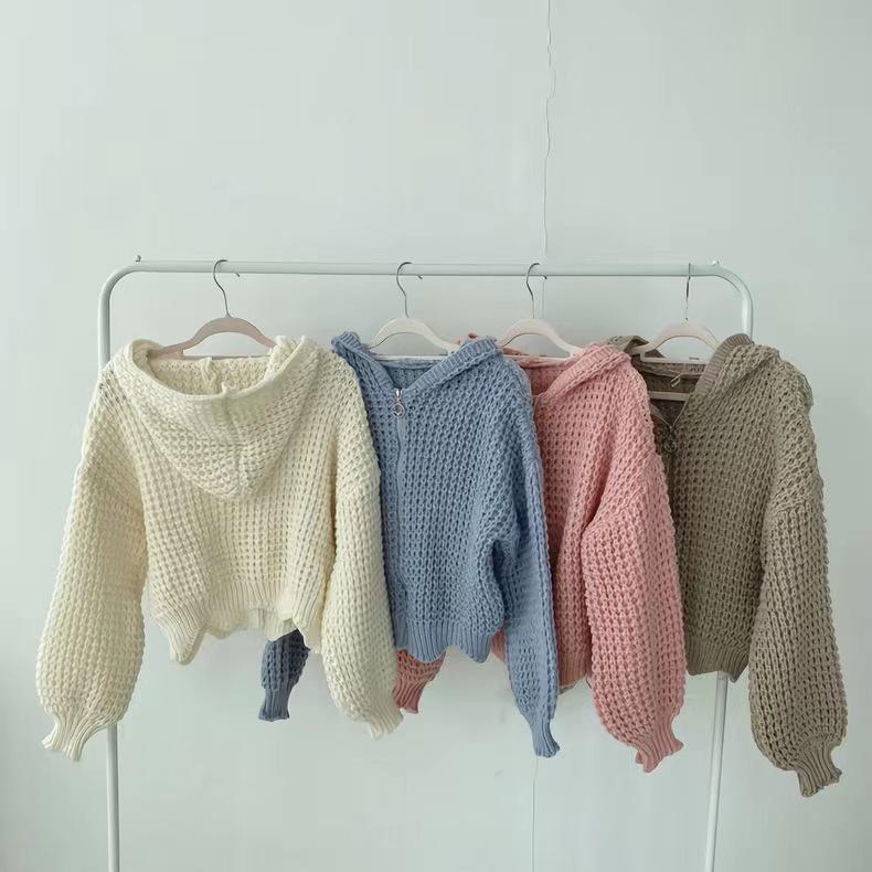Autumn/Winter 2025 Chunky Knit Hooded Cardigan - Lazy Style Women's Loose Turn-Down Collar Sweater