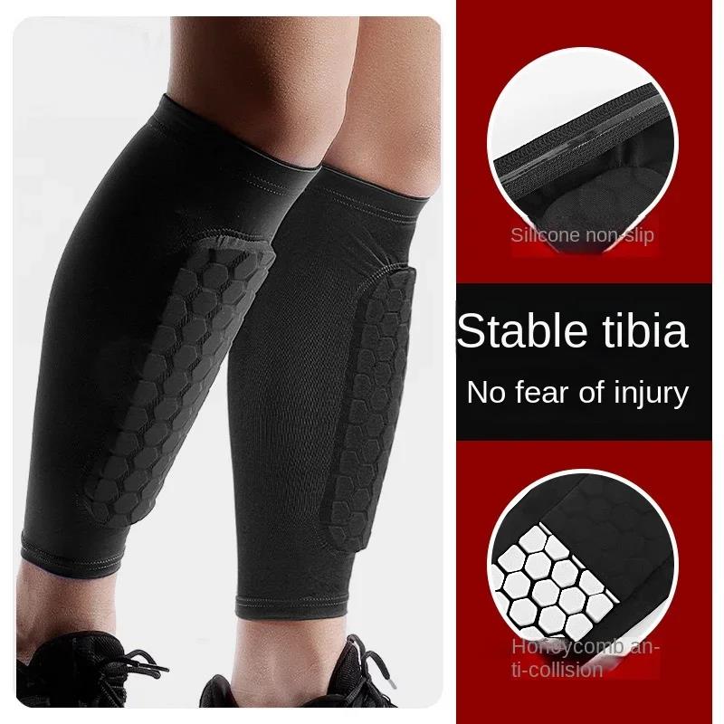 1 Pair Leg Sleeves Shin Guards Shockproof Honeycomb Nylon Support Sock Shin Protector Soccer Gear Soccer Shields Sports Legging 1