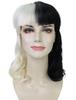 Wigs2you Costume Wig H-5258 Medium White and Black Two-Tone Full Wig, Cosplay Wig for Crossdressing, Twin Coordination, Party Wig, Standard Size M