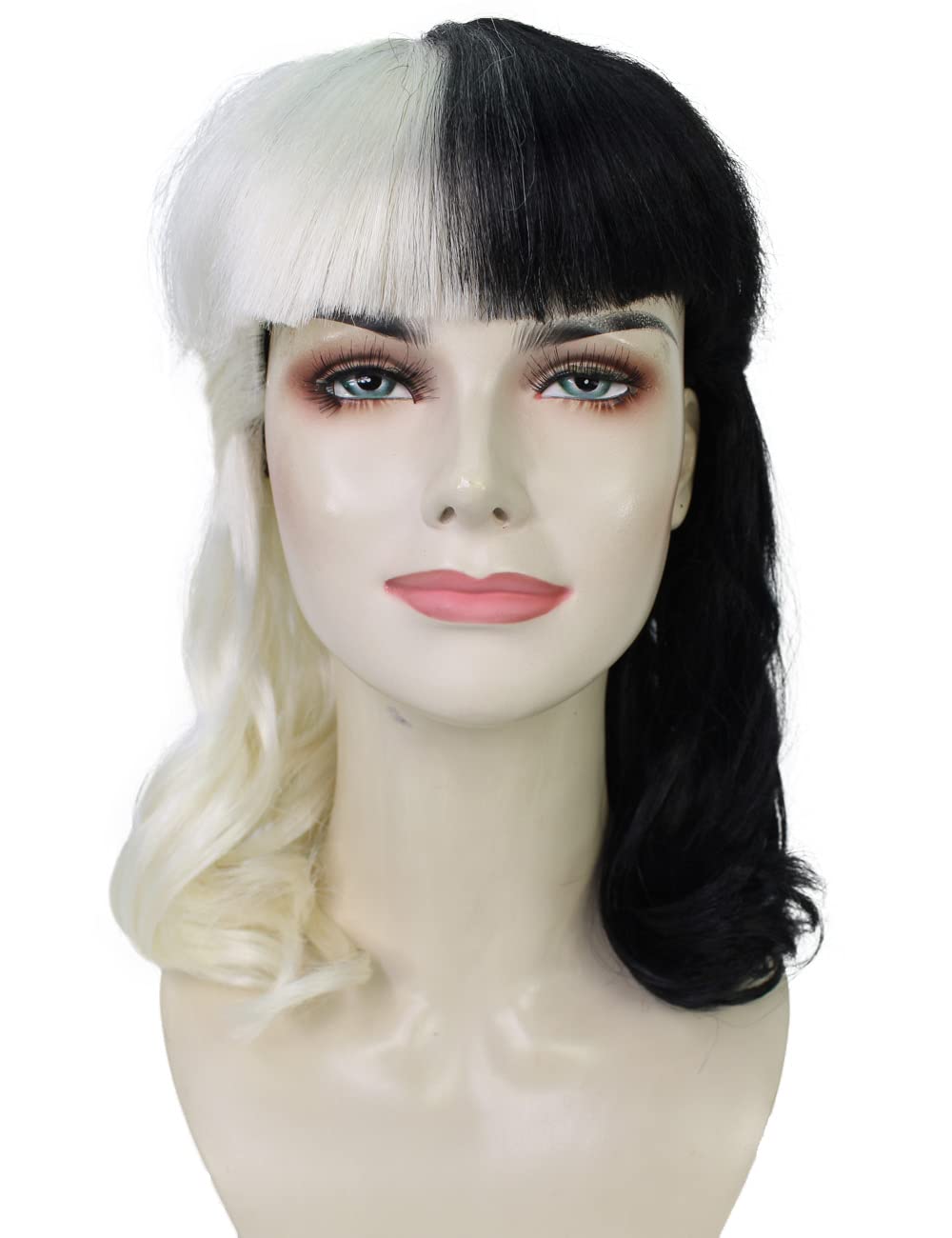

Wigs2you Костюмный парик H-5258 Средний Белый и Черный Двухцветный Полный Парик, Парик для Косплея для Кроссдрессинга, Координация для Двойников, Парик для Вечеринки, Стандартный Размер M