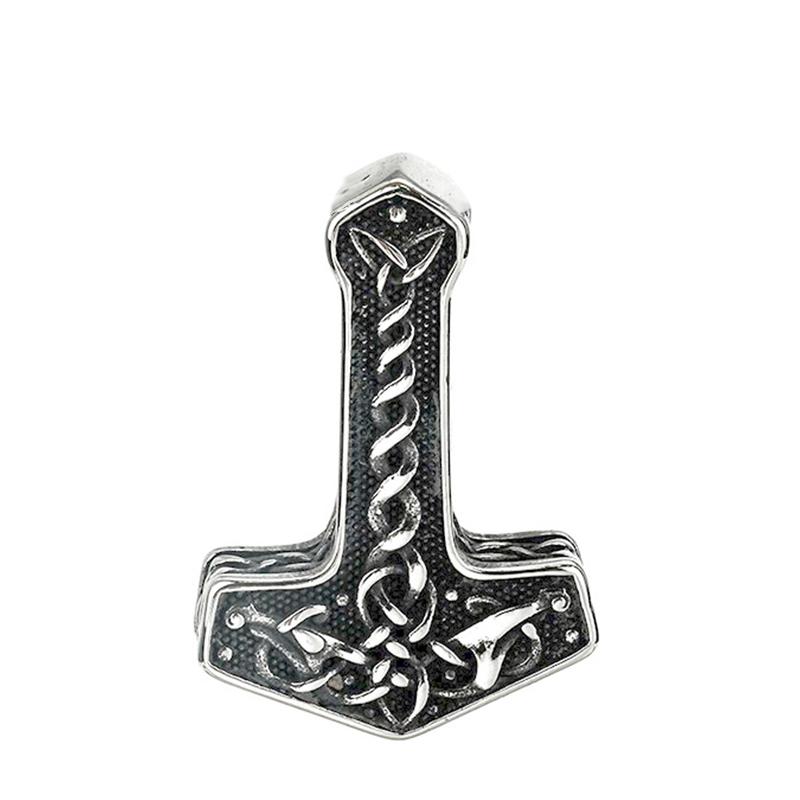 Vikings Thor Hammer Pendant Stainless Steel Mjolnir Necklace Nordic Rune Vegvisir Jewelry Popular Norse Scandinavian
