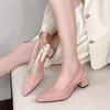 Women's Summer Sandals, Fashionable Suede Design, Sexy Pointed-toe Women's Formal Shoes, Comfortable Square-heeled Women's Shoes