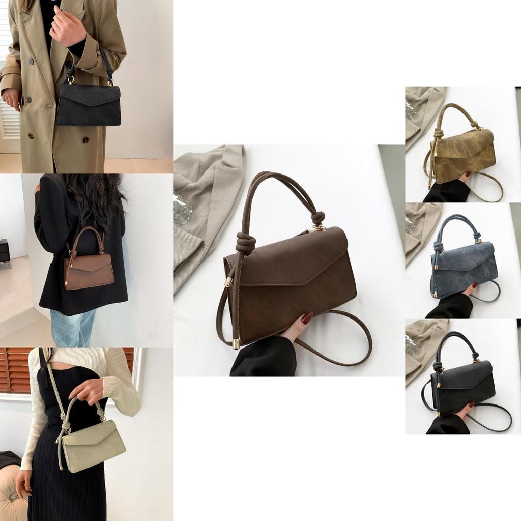 Chic 2024 Women's Korean Style Vintage Solid Color Small Crossbody Bag Pu Handbag