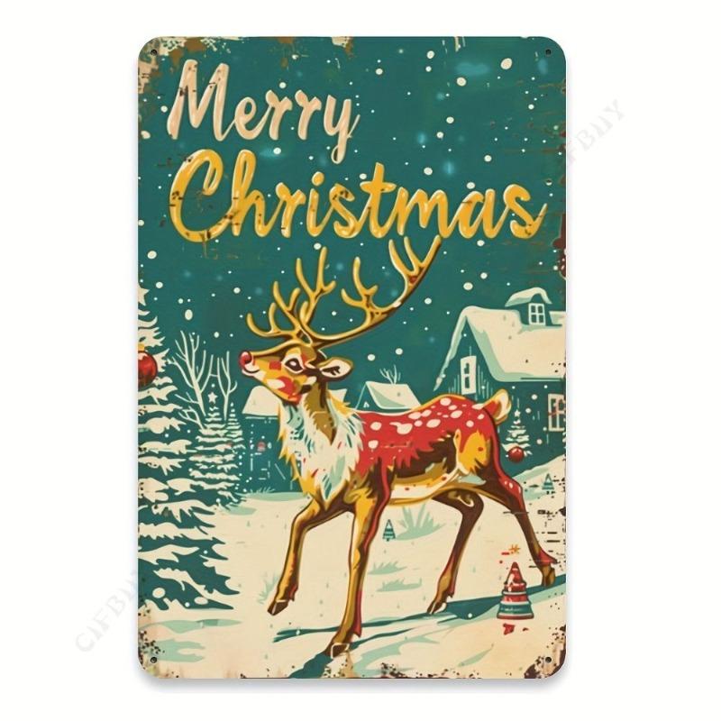 Vintage Christmas Tree Metal Sign, Indoor Outdoor Wall Decor