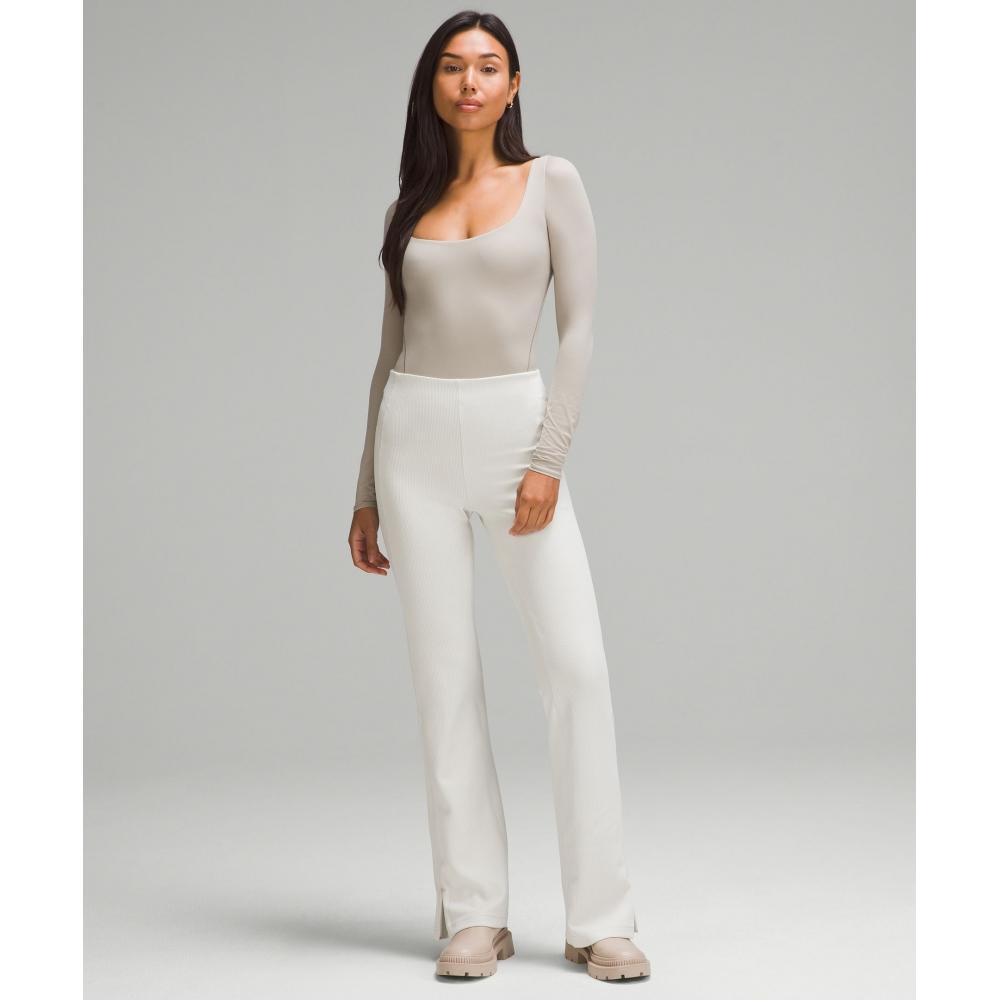 

Lululemon Wundermost Ultra Soft Nulu Square Neck Long Sleeve Bodysuit Riverstone XS