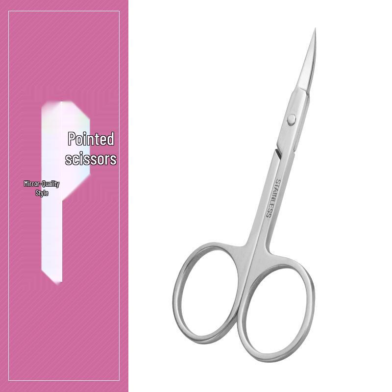 Stainless Steel Eyebrow, Nose, and Beauty Scissors with Round, Curved, and Pointed Heads