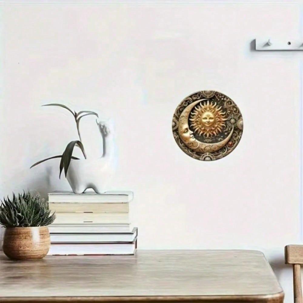 Sonne Mond Retro Metallschild Wandkunst Heimbar Dekor