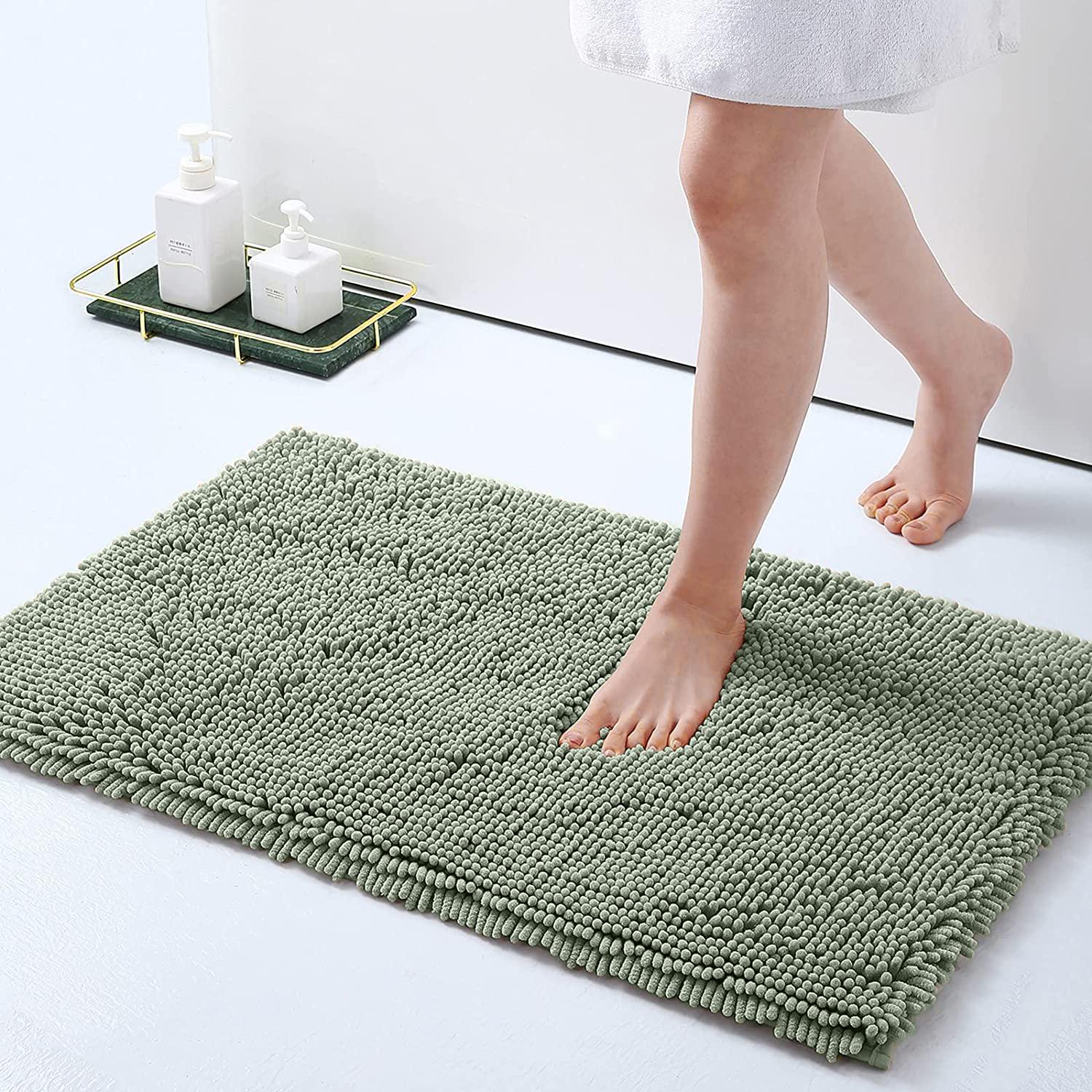 

1/2Pieces Bathroom Rugs Non-Slip Chenille Bath Rug Ultra Soft Super Absorbent Bath Mat for Bathroom Toilet Tub Ushape 50x50cm серый