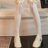 Japanese Women Lace Black White Ruffle Long Socks Kawaii Loli Soft Girl Sweet Stockings JK Lolita Leggings Over The Knee Bowknot