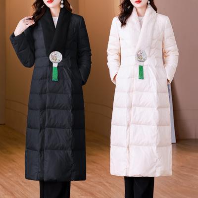 Piumino da donna invernale con vento cinese a L con risvolto, scollo a V caldo e confortevole migliorato