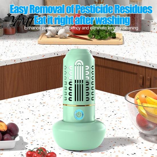 Kitchen Ingredient Sanitizer Capsule Fruit Vegetable Cleaner, Wireless Hydroxyl Ion Purifier for Produce Meat, Electric Food Cleaner Home Auto 10 Min